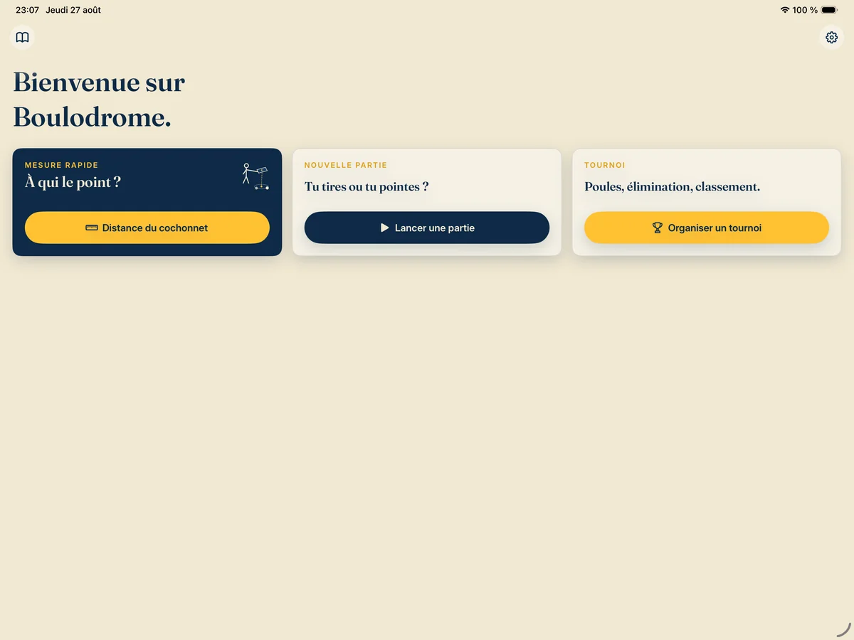 Accueil sur iPad