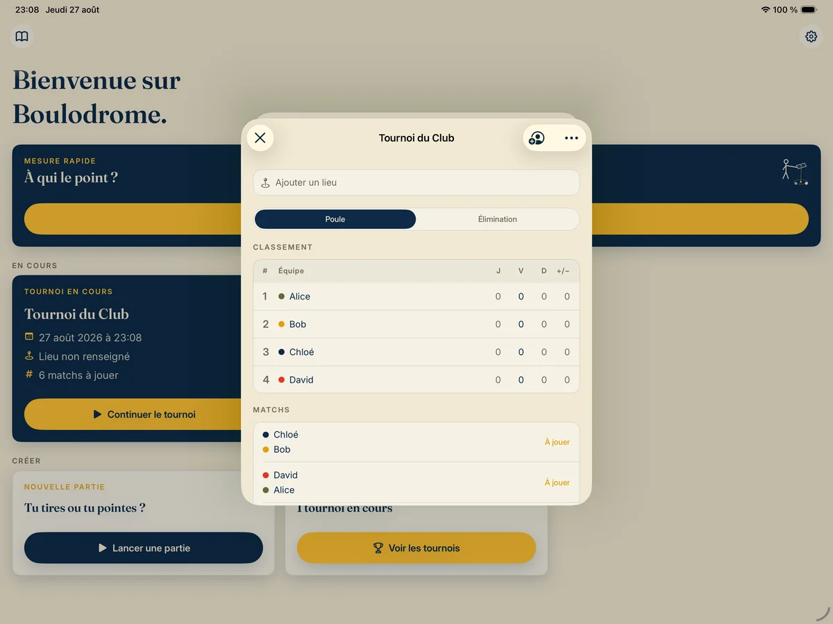 Tournoi sur iPad
