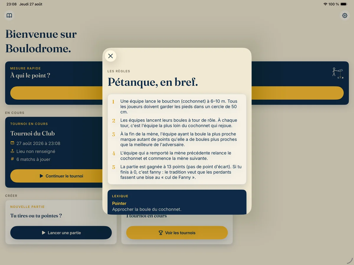 Règles du jeu sur iPad