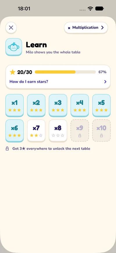 Learning a times table