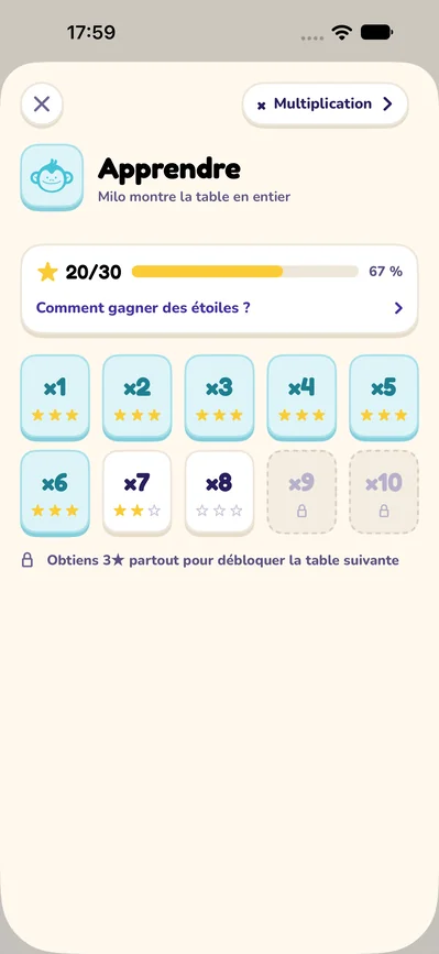 Apprendre une table
