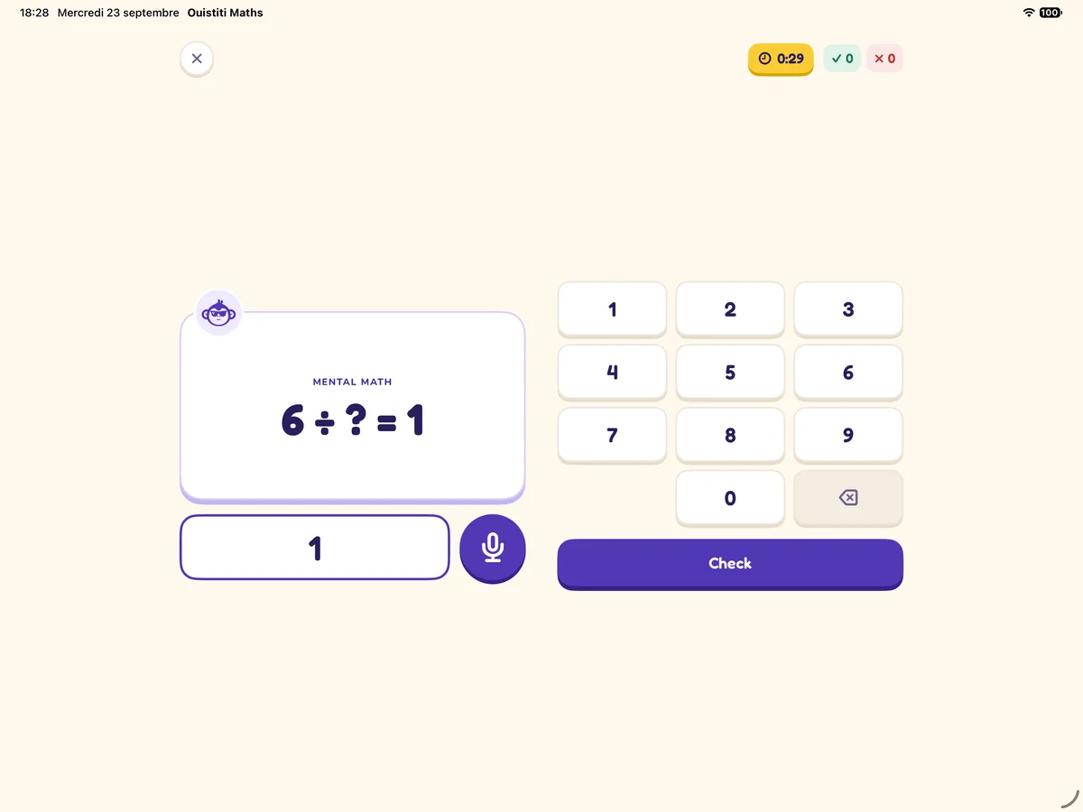Mental math on iPad