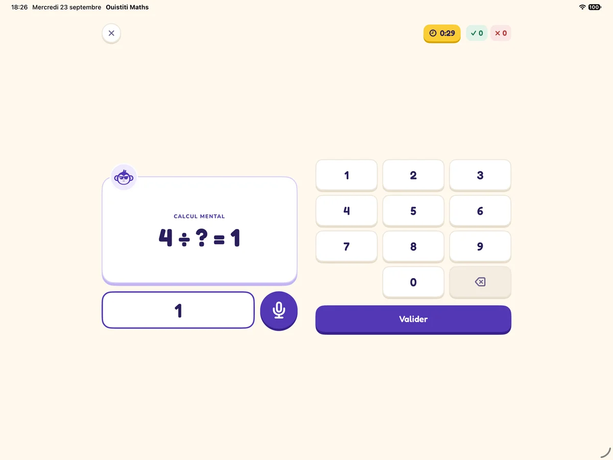 Calcul mental sur iPad